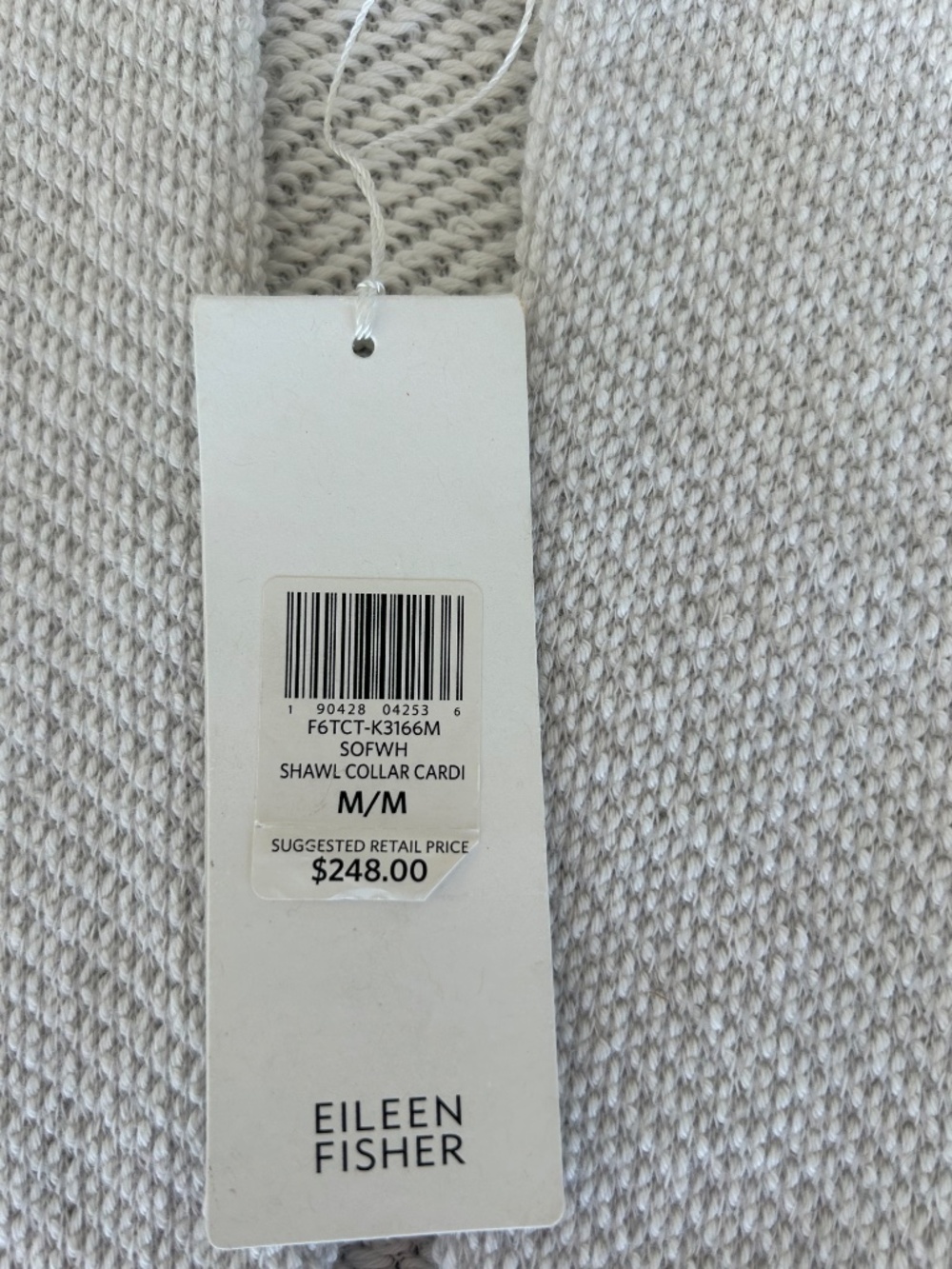 NWT Eileen Fisher Shawl Collar Cardigan in Soft White Sz M - Picture 3 of 5